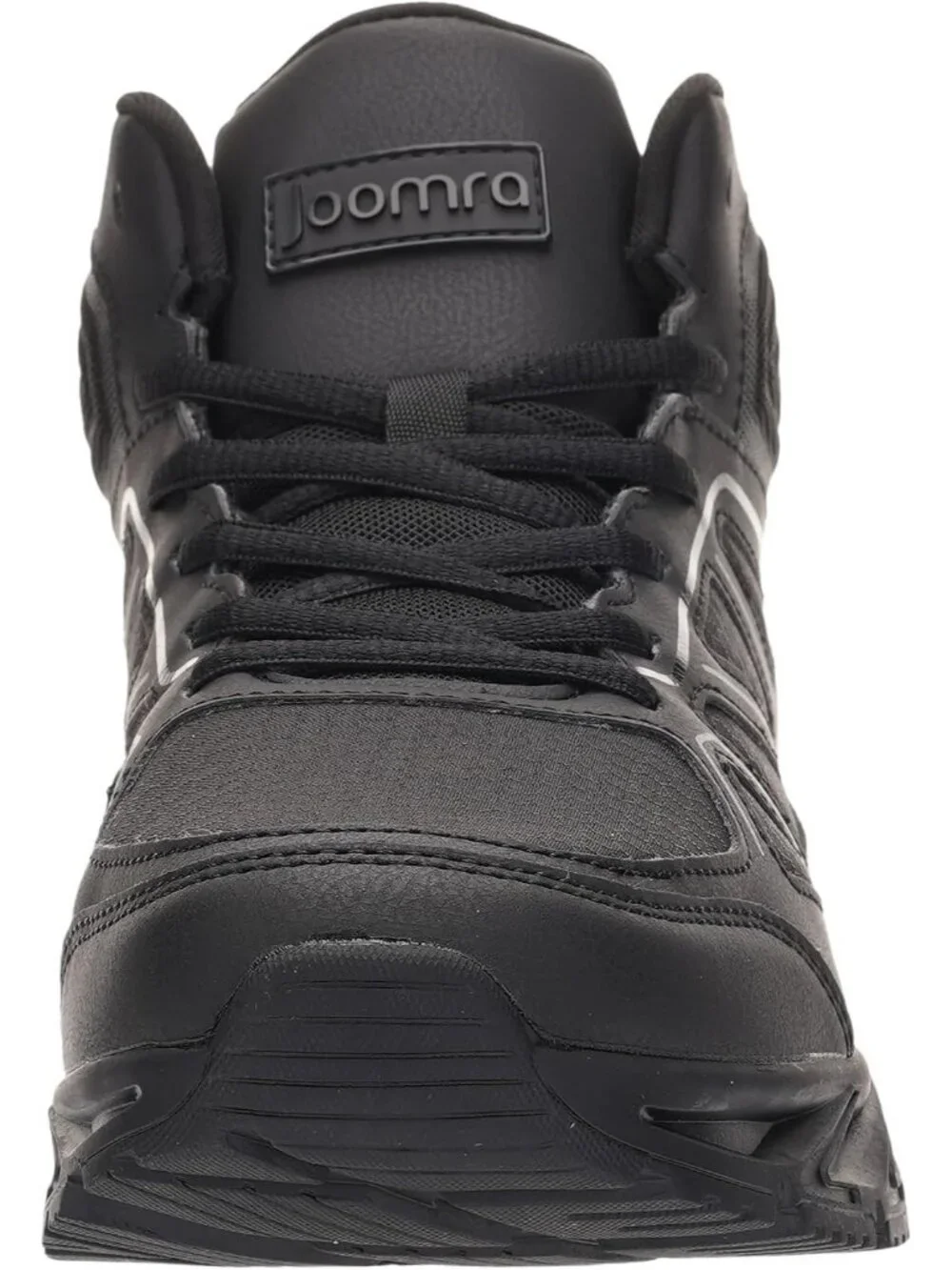 Joomra Men's Pure Black Rubber Leather High Top Athletic Inspire Lace Up Sneaker